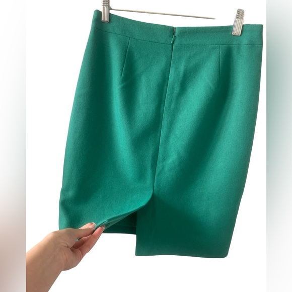 J. CREW Emerald Green Fully Lined Wool Pencil Skirt Size 2 - Picture 6 of 9